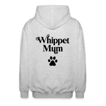 Whippet-Mama - Unisex Kapuzenjacke - Hellgrau meliert - Hinten - AI Model Male 185 light (185cm)