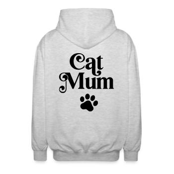 Cat Mum - Unisex Hooded Jacket - light heather grey - Back - AI Model Male 185 light (185cm)