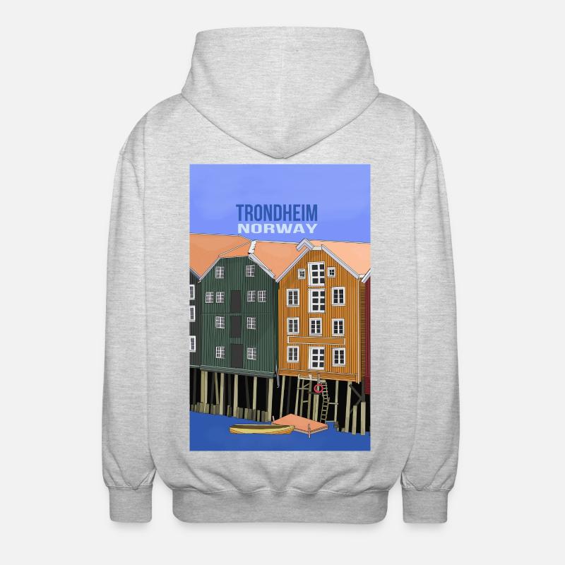 Trondheim Norwegen - Unisex Kapuzenjacke - Hellgrau meliert