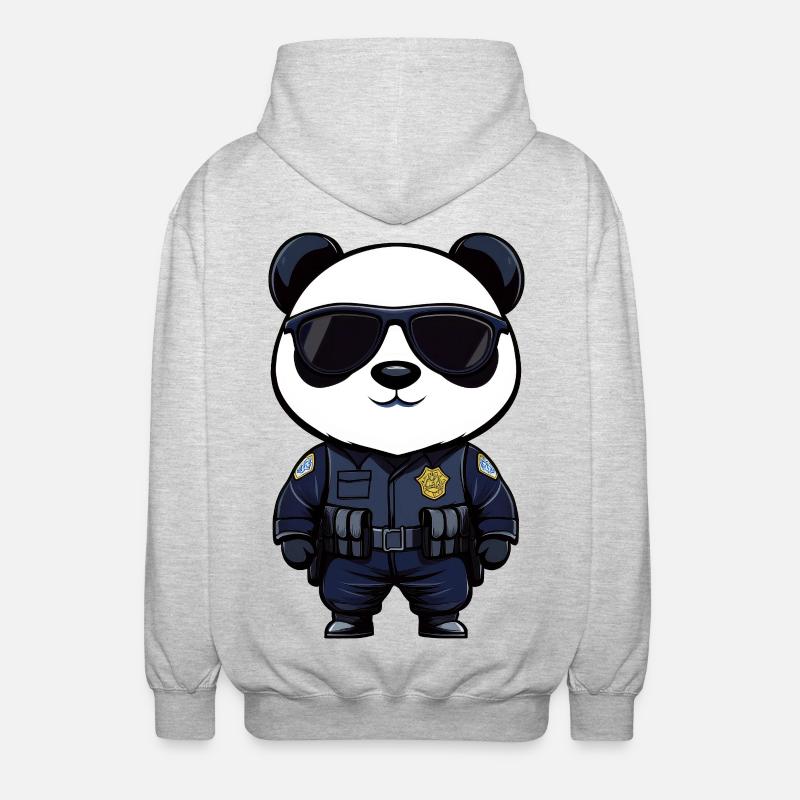 Polizei Pandas - Unisex Kapuzenjacke - Hellgrau meliert