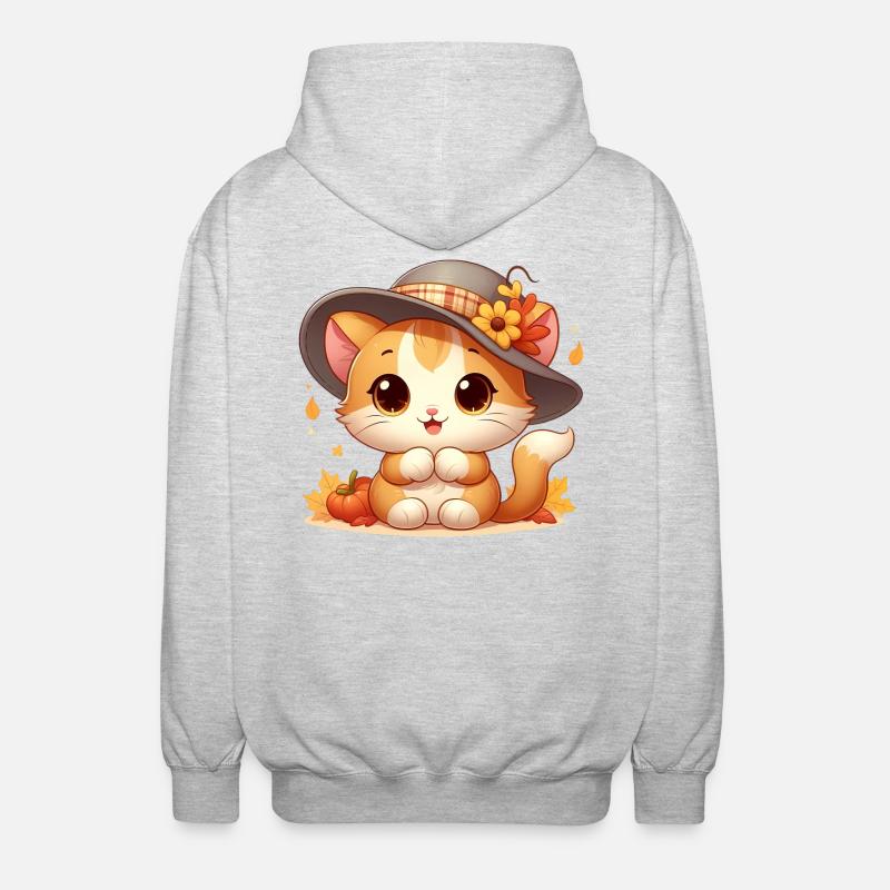 chat automne3 - Veste à capuche unisexe - gris clair chiné