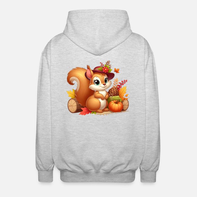 Eichhörnchen Herbst 7 - Unisex Kapuzenjacke - Hellgrau meliert