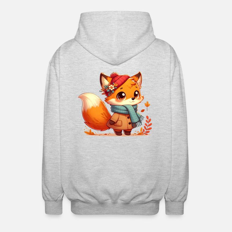 Fuchs Herbst 4 - Unisex Kapuzenjacke - Hellgrau meliert