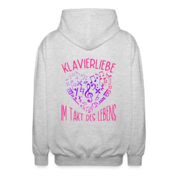 Piano Pianiste Piano Love Piano - Veste à capuche unisexe - gris clair chiné - Dos - AI Model Male 185 light (185cm)