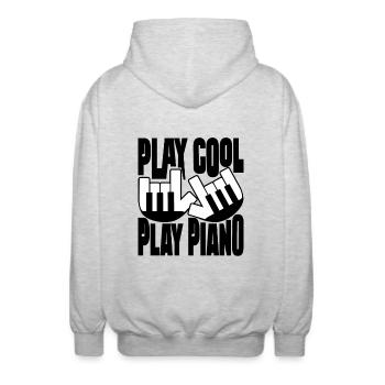 Klavier Pianiste Play Cool Play Piano - Veste à capuche unisexe - gris clair chiné - Dos - AI Model Male 185 light (185cm)