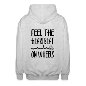 Rollerskater Party Feel The Heartbeat Gift Idea - Unisex Kapuzenjacke - Hellgrau meliert - Hinten - AI Model Male 185 light (185cm)