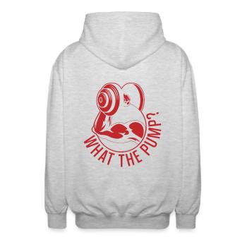 Fitness Motivation Bodybuilder What The Pump Gym - Unisex Kapuzenjacke - Hellgrau meliert - Hinten - AI Model Male 185 light (185cm)