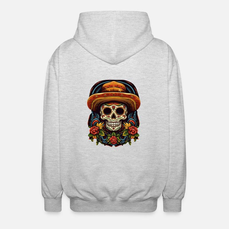 Cinco de Mayo Skull - Unisex Kapuzenjacke - Hellgrau meliert