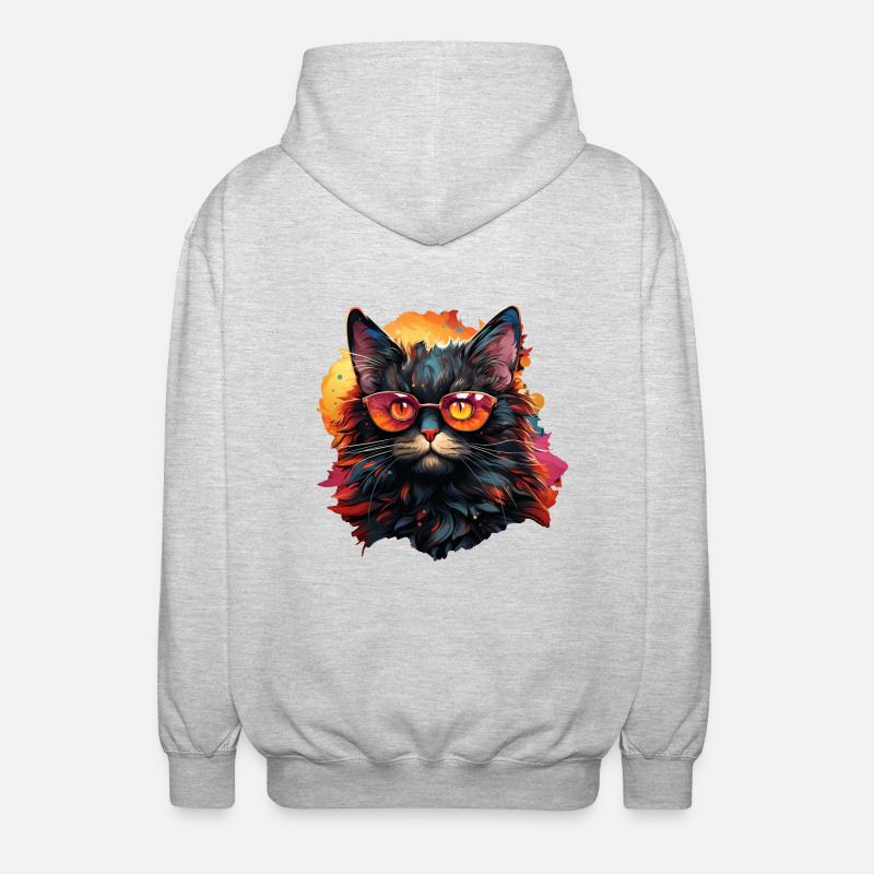 Chat - Veste à capuche unisexe - gris clair chiné