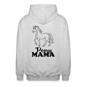 Pony Mama - Unisex Kapuzenjacke - Hellgrau meliert - Hinten - AI Model Male 185 light (185cm)