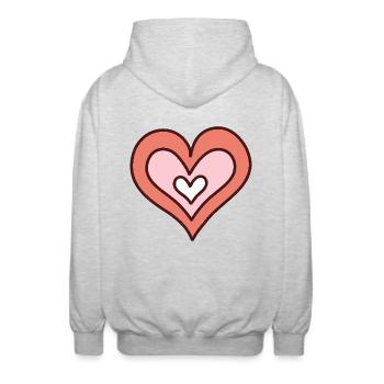 Coeur dessiné à la main - Veste à capuche unisexe - gris clair chiné - Dos - AI Model Male 185 light (185cm)