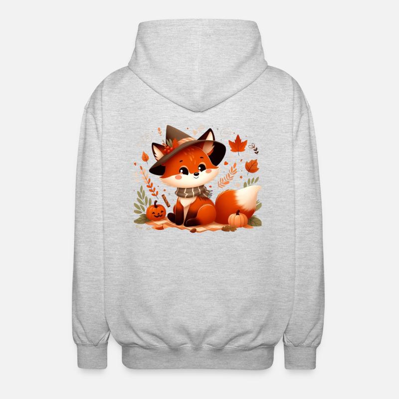 Fuchs Herbst 6 - Unisex Kapuzenjacke - Hellgrau meliert