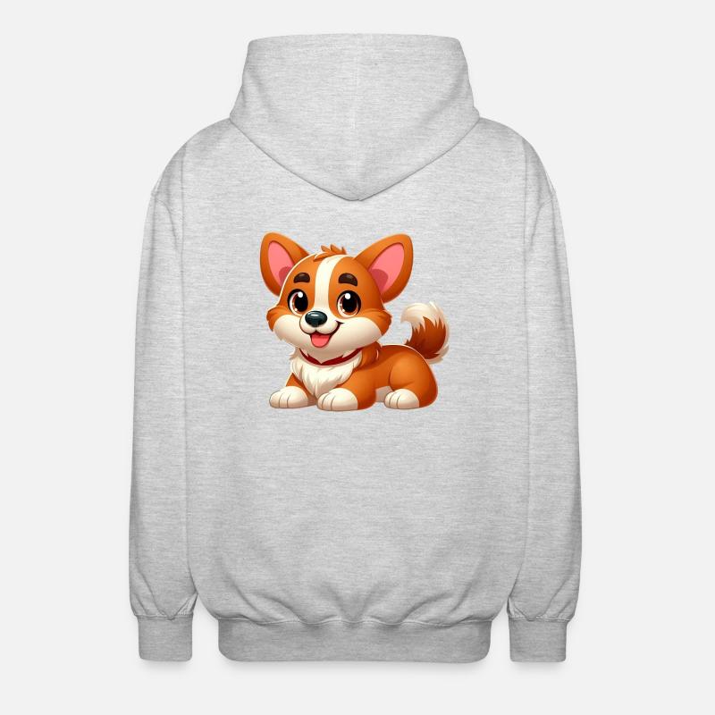 Corgi 7 - Unisex Kapuzenjacke - Hellgrau meliert