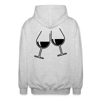 X2x GuteLaune (Black) - Unisex Hooded Jacket - light heather grey - Back - AI Model Male 185 light (185cm)