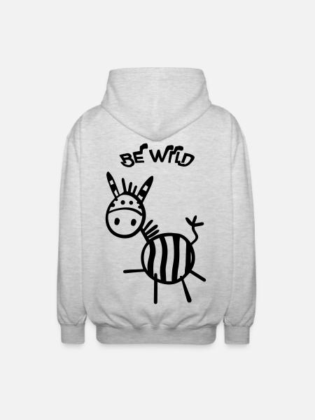 Be Wild Zebra - Unisex Hooded Jacket - light heather grey
