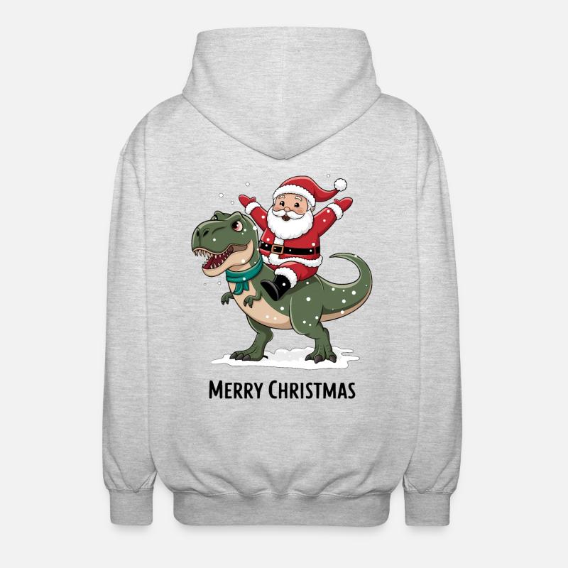 Dinosaure T-Rex Père Noël - Veste à capuche unisexe - gris clair chiné