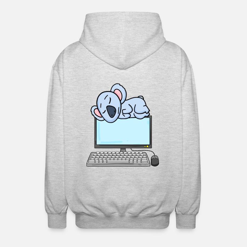 Koala Computer Nerd Programmierer Geschenk - Unisex Kapuzenjacke - Hellgrau meliert