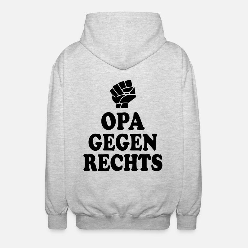 Opas gegen rechts - Unisex Kapuzenjacke - Hellgrau meliert