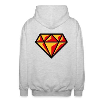 Diamond (Gemstone Brilliant Symbol / POS Red 3C) - Unisex Hooded Jacket - light heather grey - Back - AI Model Male 185 light (185cm)