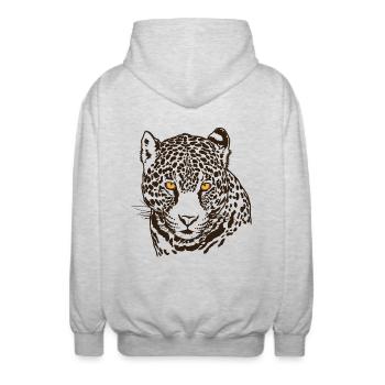 Jaguar Face Graphique Cool Big Cat Wild Animal Lover - Veste à capuche unisexe - gris clair chiné - Dos - AI Model Male 185 light (185cm)
