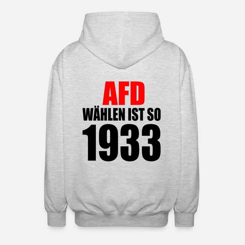 afd wählen ist so 1933 - Unisex Kapuzenjacke - Hellgrau meliert