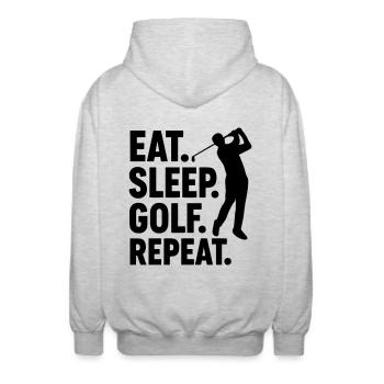 Golfspieler Essen schlafen Golf spielen - Unisex Kapuzenjacke - Hellgrau meliert - Hinten - AI Model Male 185 light (185cm)
