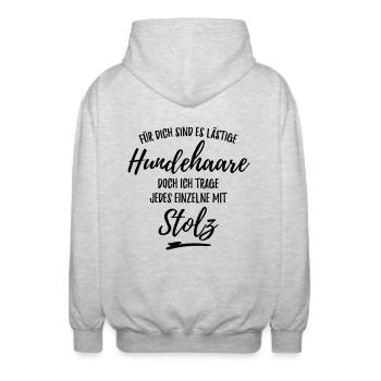 Stolzer Hundehaare-Träger - Unisex Kapuzenjacke - Hellgrau meliert - Hinten - AI Model Male 185 light (185cm)