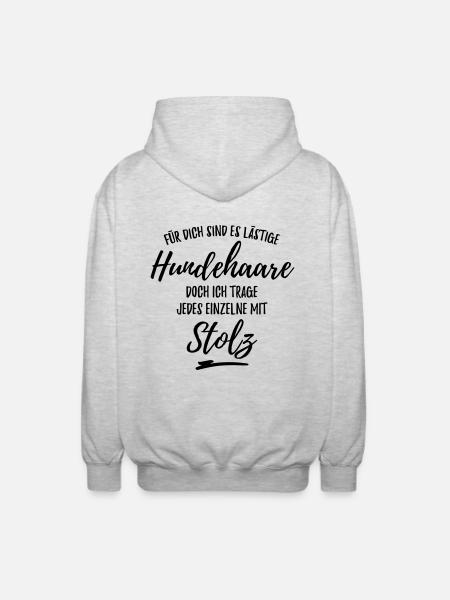 Stolzer Hundehaare-Träger - Unisex Kapuzenjacke - Hellgrau meliert