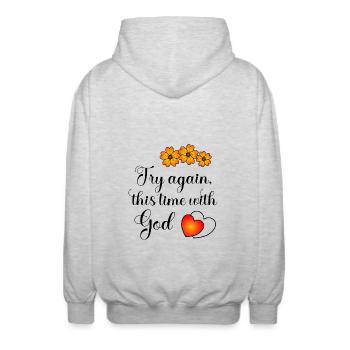 Try again - Unisex Hooded Jacket - light heather grey - Back - AI Model Male 185 light (185cm)