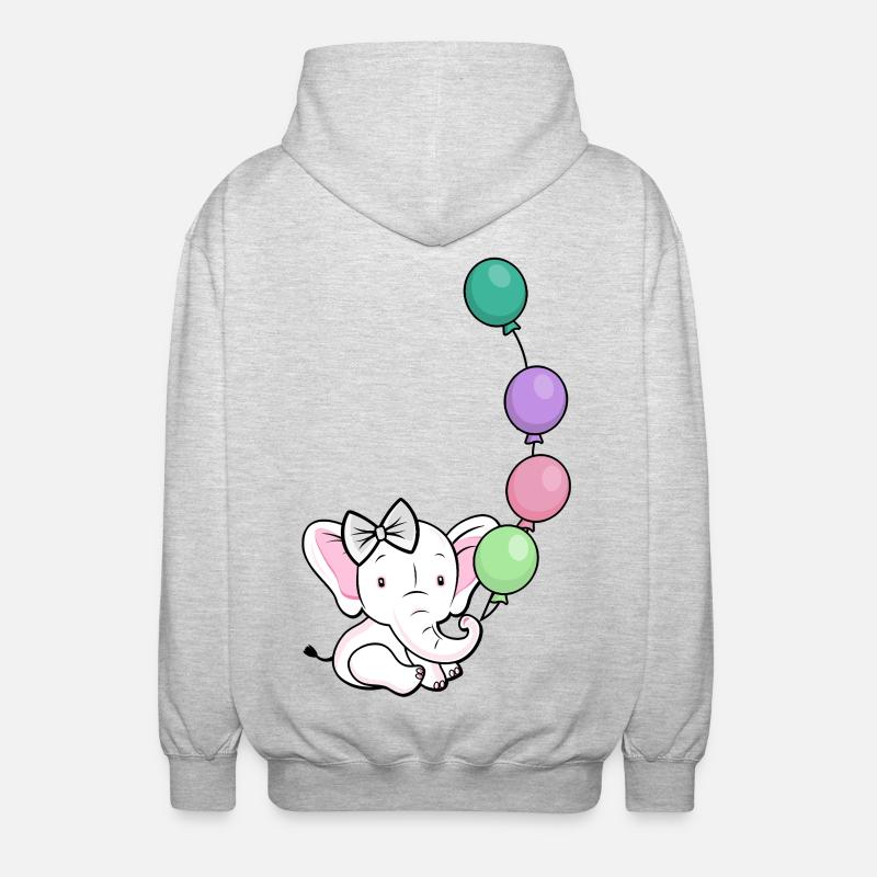 Balloon elephant with bow - Unisex Hooded Jacket - light heather grey