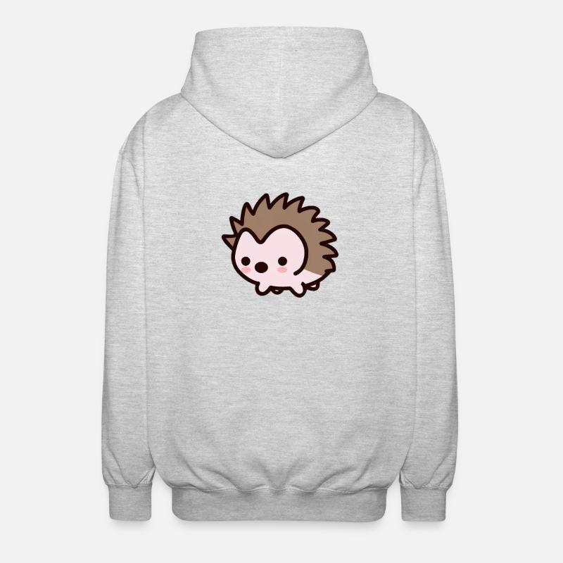 Mignon Kawaii Hedgehog Design - Veste à capuche unisexe - gris clair chiné