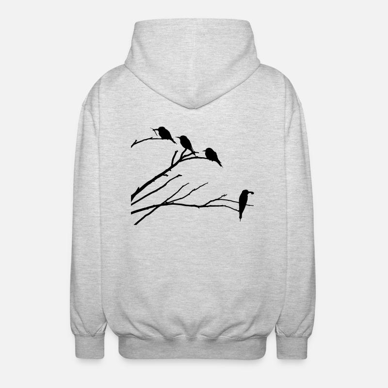 Birds on branch - Unisex Hooded Jacket - light heather grey