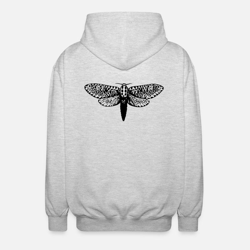 Moth drawing - Unisex Hooded Jacket - light heather grey