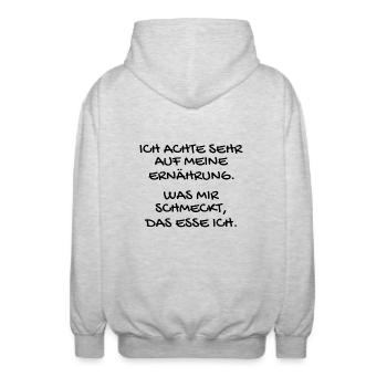 Ernährung Essen Geschmack Geschenk - Unisex Kapuzenjacke - Hellgrau meliert - Hinten - AI Model Male 185 light (185cm)