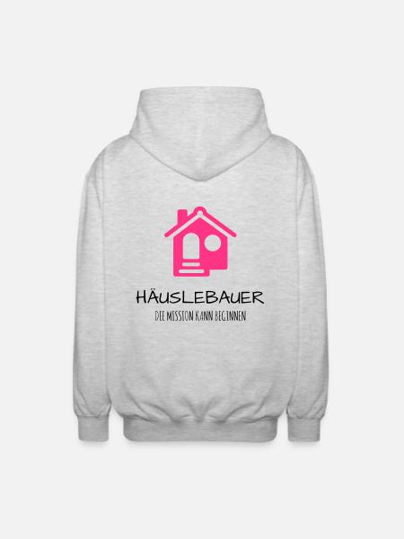 Häuslebauer Haus Bauherr Geschenk Idee - Unisex Kapuzenjacke - Hellgrau meliert