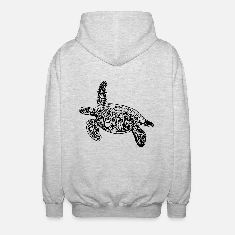 Turtle - vector design - Unisex Hooded Jacket - light heather grey