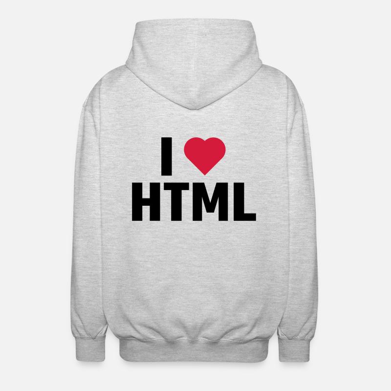J'aime HTML - Veste à capuche unisexe - gris clair chiné