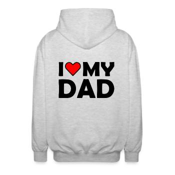 I love my dad - Unisex Kapuzenjacke - Hellgrau meliert - Hinten - AI Model Male 185 light (185cm)