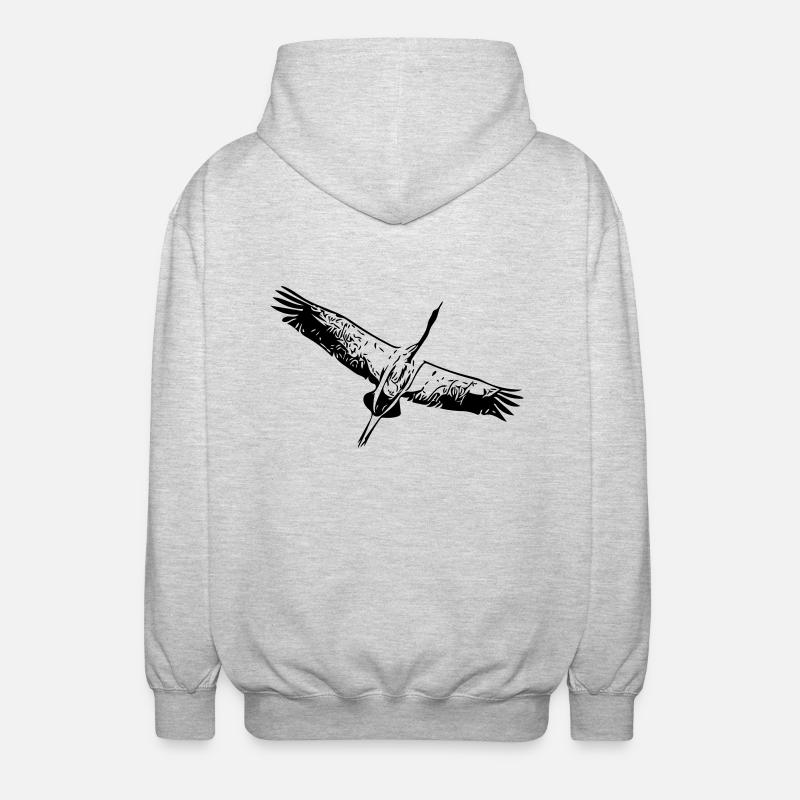 Héron oiseau en vol - Veste à capuche unisexe - gris clair chiné