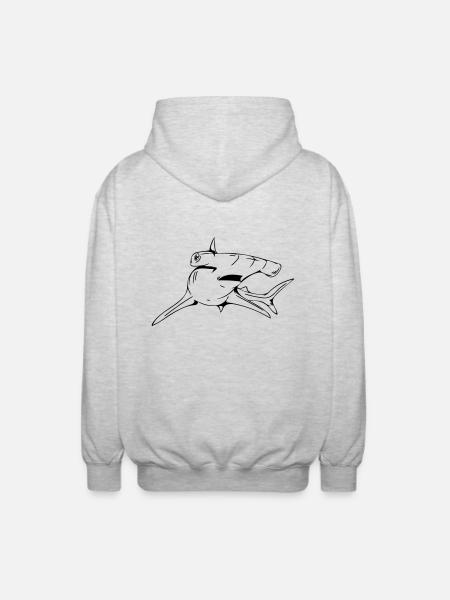 Dangerously elegant hammerhead shark - Unisex Hooded Jacket - light heather grey