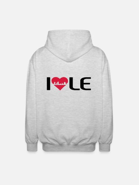 I love LE - Unisex Kapuzenjacke - Hellgrau meliert