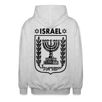 menora wappen von israel Wappen Israels - Unisex Kapuzenjacke - Hellgrau meliert - Hinten - AI Model Male 185 light (185cm)