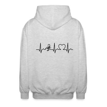 Scorpio - Poison Stinger - Pulse - Heart Curve - ECG - Unisex Hooded Jacket - light heather grey - Back - AI Model Male 185 light (185cm)