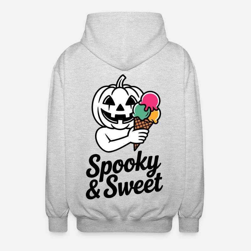 Halloweenkürbis mit Eiscreme - Unisex Kapuzenjacke - Hellgrau meliert