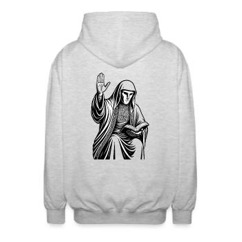 Royal Greeting Medieval - Unisex Hooded Jacket - light heather grey - Back - AI Model Male 185 light (185cm)