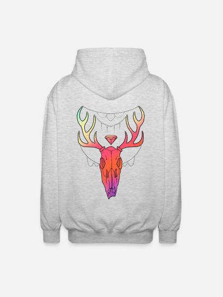 Crâne d'art ligne Stag - Veste à capuche unisexe - gris clair chiné