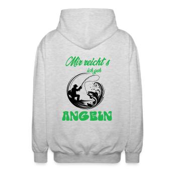 Angeln Angler - Unisex Kapuzenjacke - Hellgrau meliert - Hinten - AI Model Male 185 light (185cm)