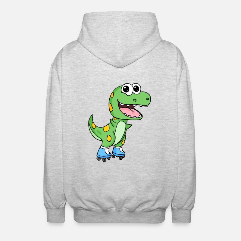 Inline Skating Rollschuhe Dinosaurier - Unisex Kapuzenjacke - Hellgrau meliert