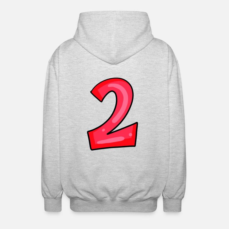 2 rot - Unisex Kapuzenjacke - Hellgrau meliert