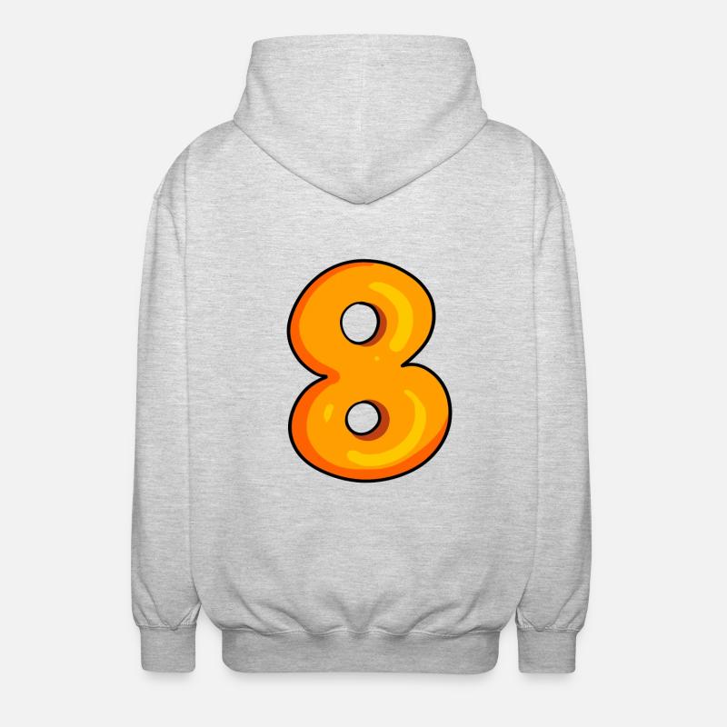 Nummer 8 - Zahl 8 - Unisex Kapuzenjacke - Hellgrau meliert